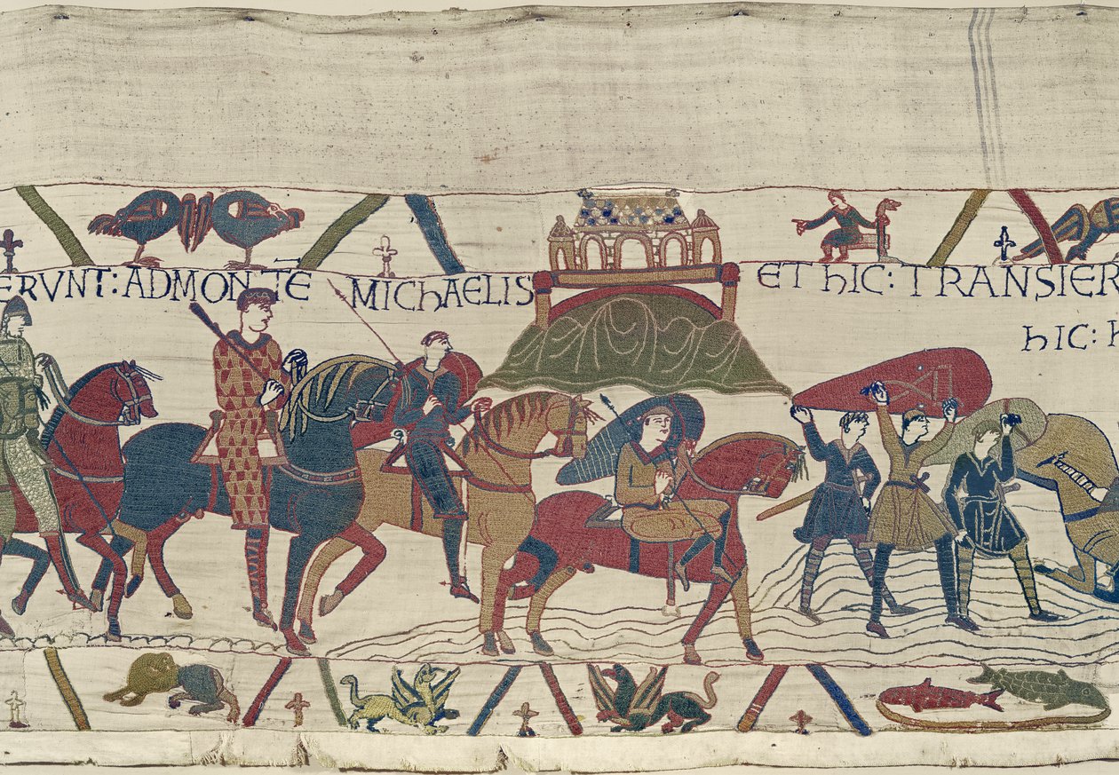 William leder sin armé till Bretagne där de fastnar i kvicksand, Bayeux Tapestry av Unbekannt Unbekannt