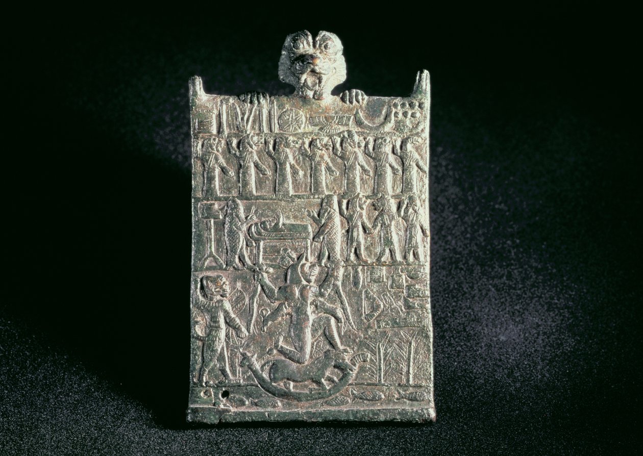 00362 Plaque of Hell, föreställande konspirationen mot Lamashtu, nyassyriska, från Mesopotamien, ca 1700 f.Kr. (brons) av Unbekannt