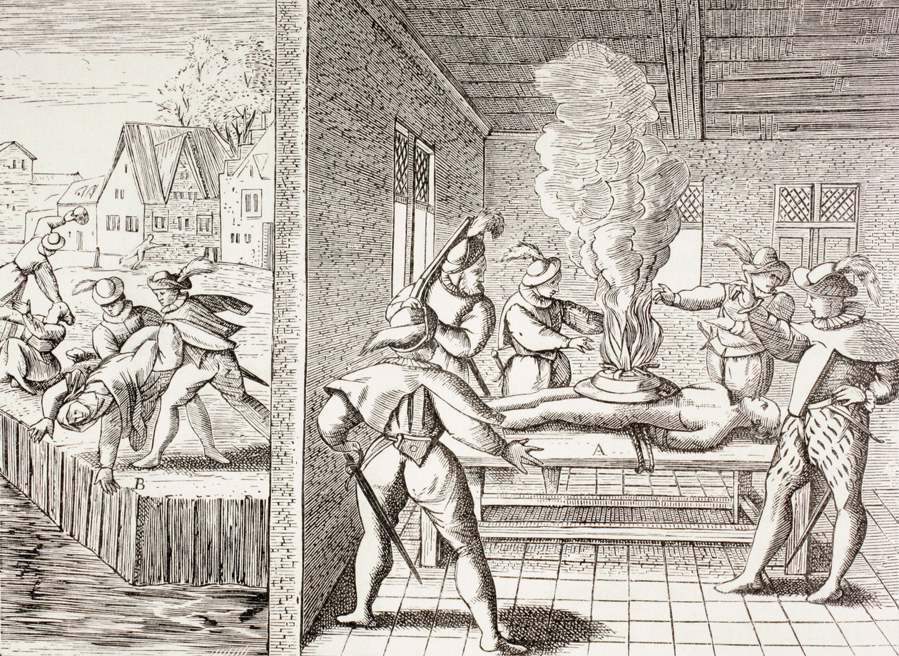 1500-talspropaganda som illustrerar Gueux våld mot katolikerna, från "Militärt och religiöst liv under medeltiden" av Paul Lacroix publicerad i London cirka 1880 av Unbekannt