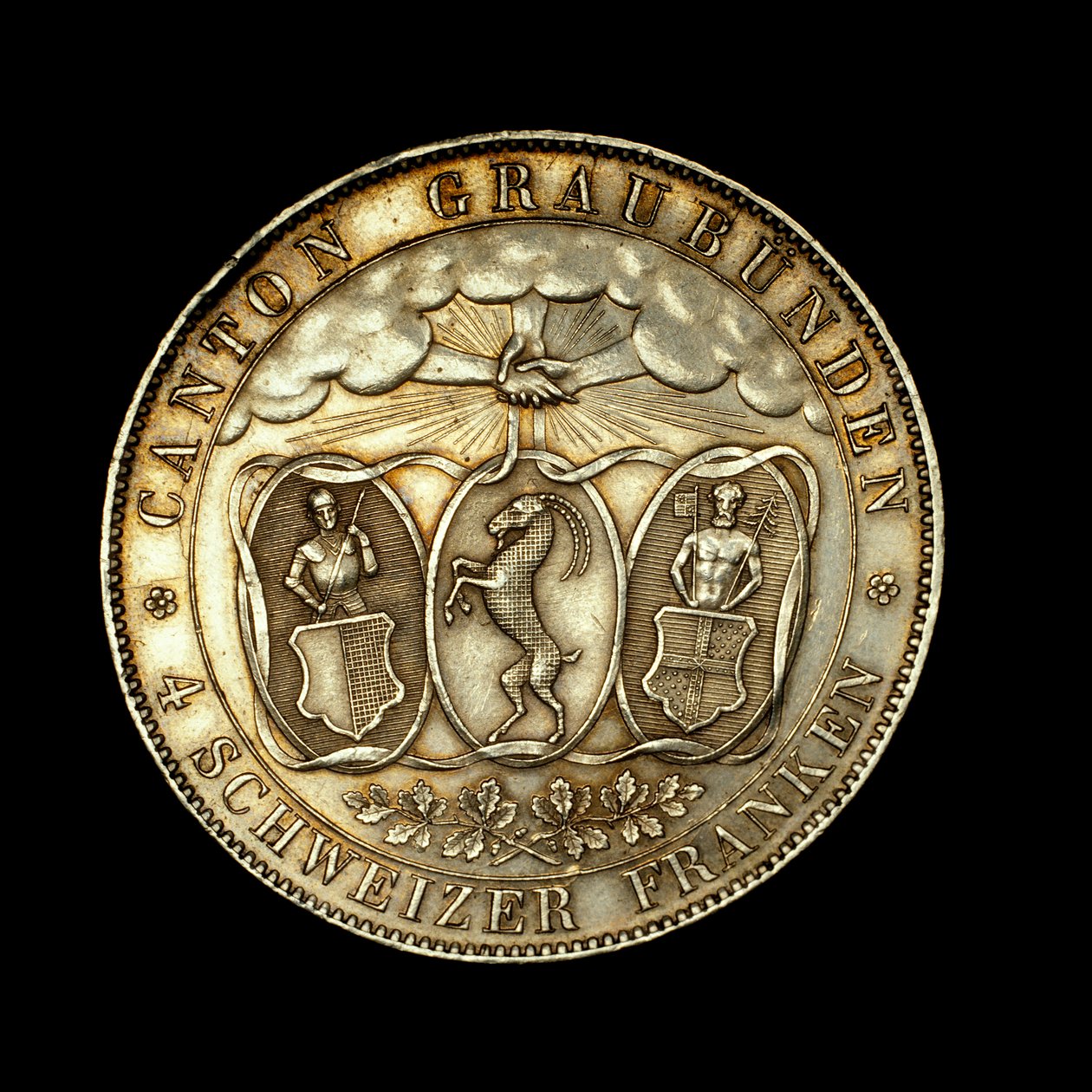 4 schweiziska franc, schweiziskt mynt av Unbekannter Künstler