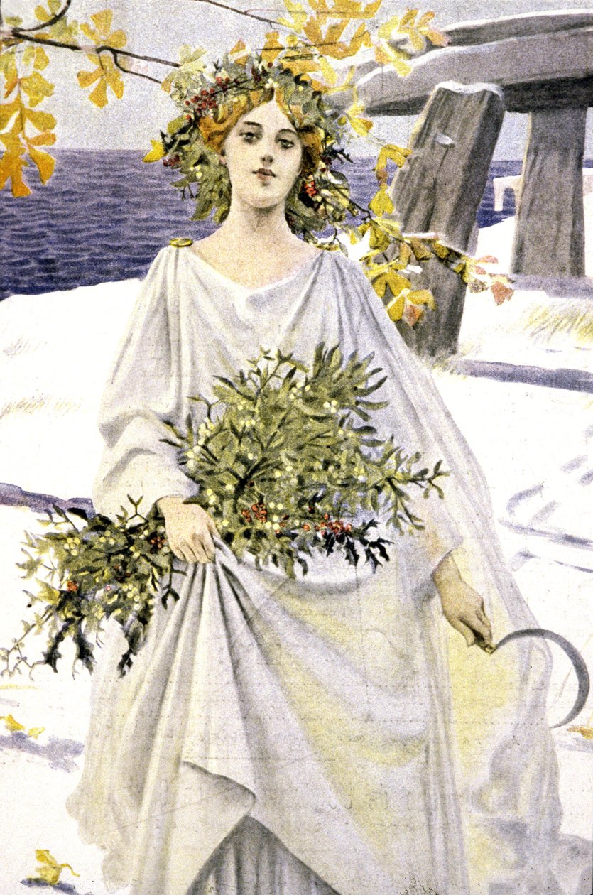 En druid plockar mistel, ca 1900 (illustration) av Unbekannter Künstler