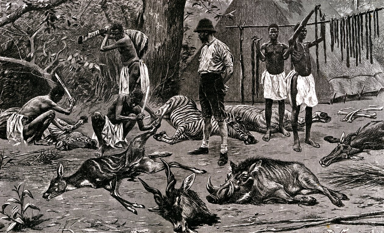 En fantastisk jaktdag! 1900 (gravyr) av Unbekannter Künstler