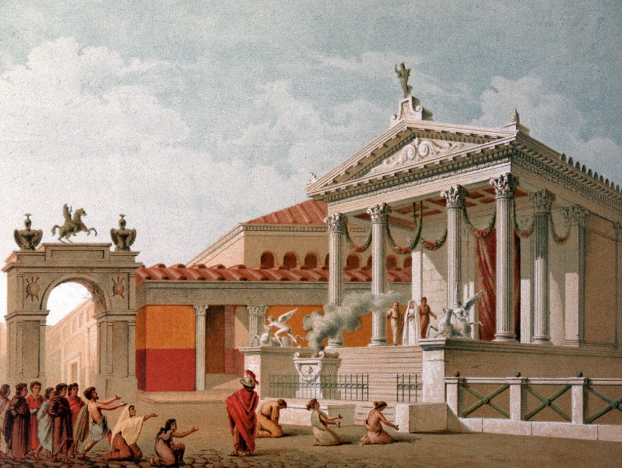 Ett tempel i Pompeji av Unbekannter Künstler