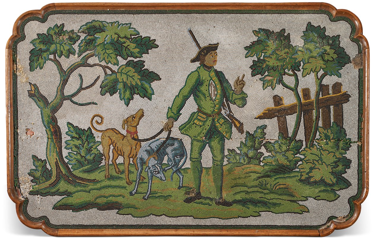 En skiva av en tysk ek och enstaka bord med pärlor, ca. 1740 av Unbekannter Künstler