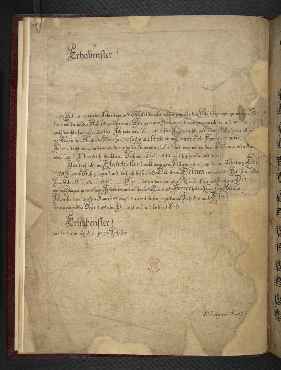 Lägg till MS 41631 f.1v Beethovens kopia av hans tre tidiga pianofortesonater i Eb, F-moll och D av Unbekannter Künstler