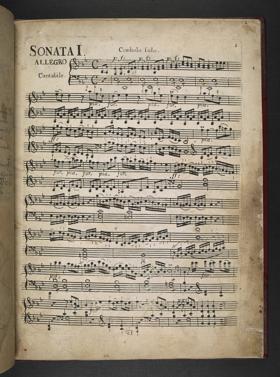 Lägg till MS 41631 f.2r Beethovens kopia av hans tre tidiga pianofortesonater i Eb, F-moll och D av Unbekannter Künstler