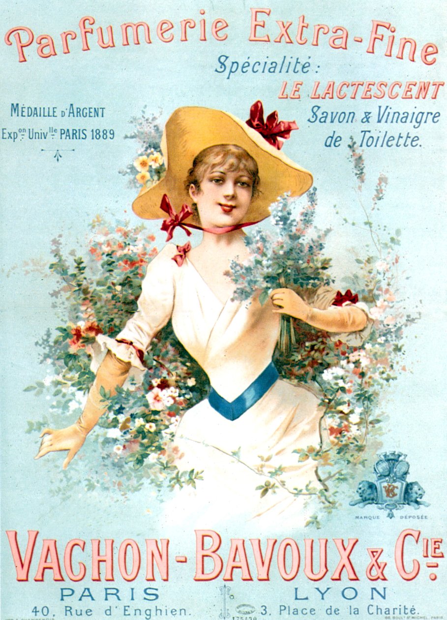 Reklamaffisch för parfymer från Vachon Bavoux ca 1891 av Unbekannter Künstler