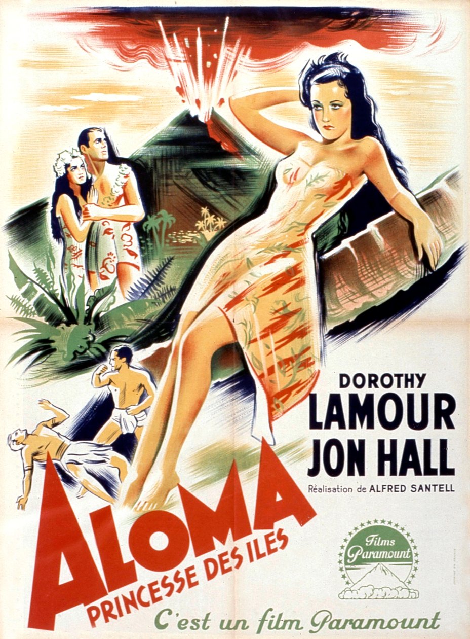 Aloma of the South Seas filmaffisch av AlfredSantell med Dorothy Lamour och Jon Hall i huvudrollerna 1941 av Unbekannt