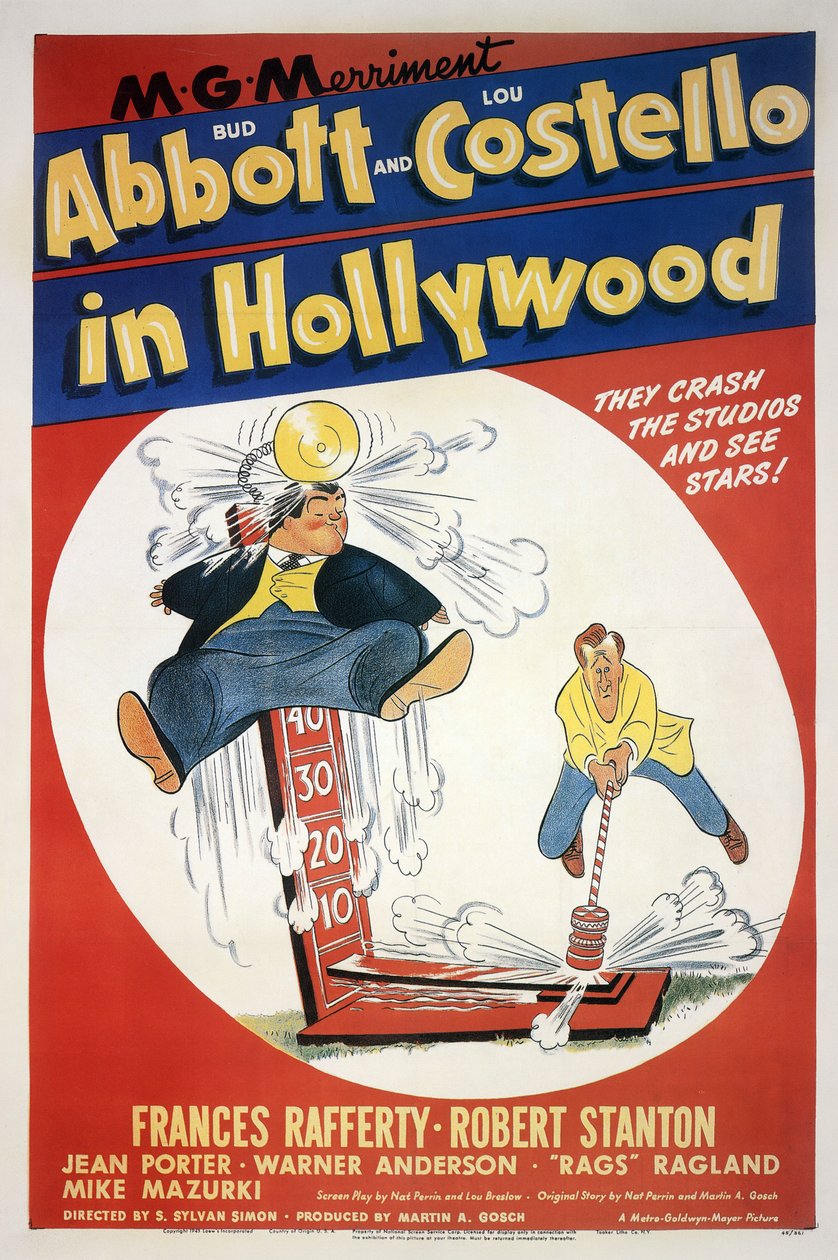 Affisch för filmen Deux nigauds a Hollywood, ABBOTT OCH COSTELLO I HOLLYWOOD av SYLVANSIMON med Bud Abbott och Lou Costello 1945 av Unbekannt