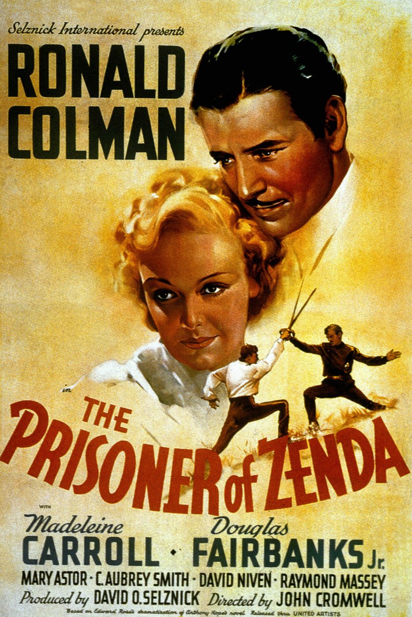 Affisch för filmen The Prisoner of Zenda av John Cromwell med Madeleine Carroll och Douglas Fairbank Jr 1937 av Unbekannt