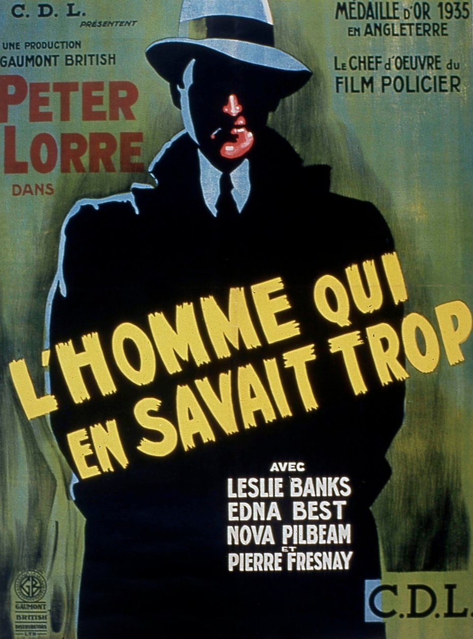 THE MAN WHO KAWAN TOO MECH filmaffisch regisserad av AlFredhitchCock med Peter Lorre 1934 av Unbekannt
