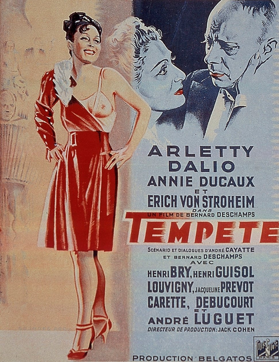 Affisch för filmen Tempete av Bernard Deschamps med Arletty 1940 av Unbekannt