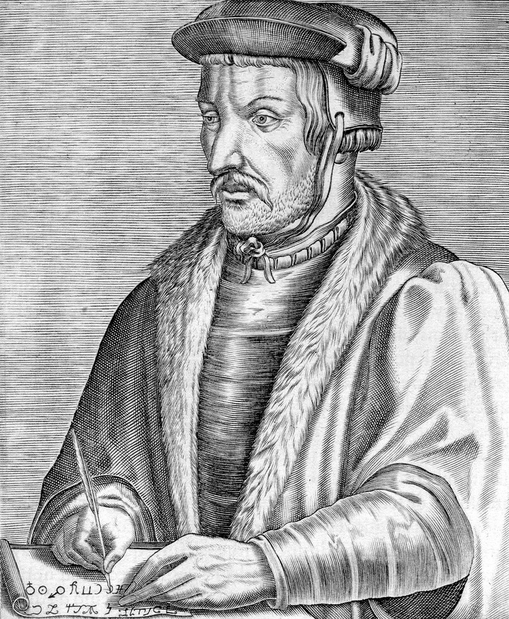 Agrippa von Nettesheim även känd som Heinrich Cornelius (1486-1535) tysk läkare, teolog och filosof, gravyr av Unbekannter Künstler