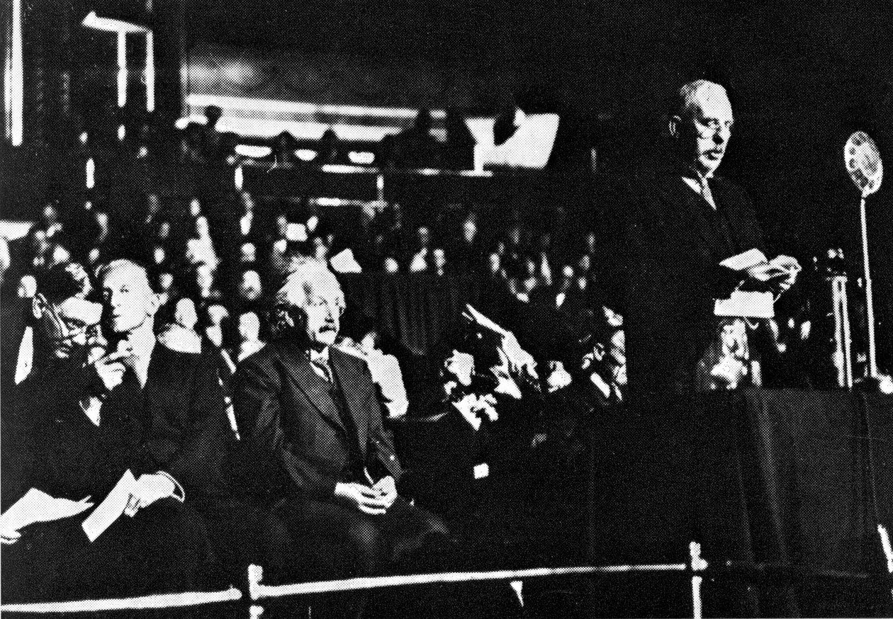 Albert Einstein och Ernest Rutherford, Royal Albert Hall av Unbekannt