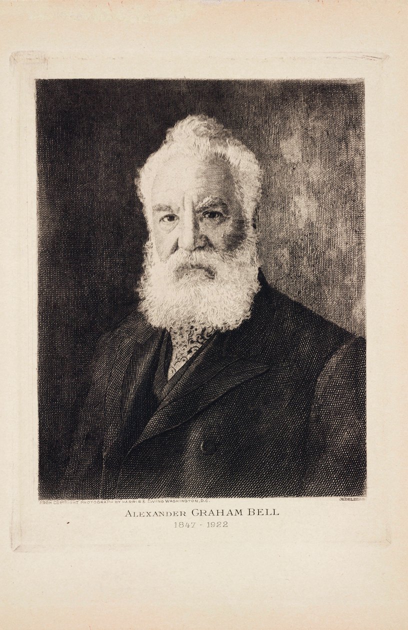 Alexander Graham Bell, skotskfödd uppfinnare och telefonpionjär av Unbekannt