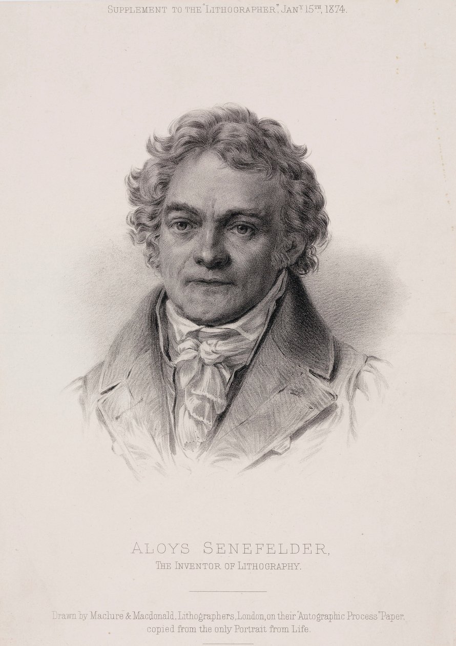 Alois Senefelder, tysk uppfinnare av litografi, c1810 av Unbekannt