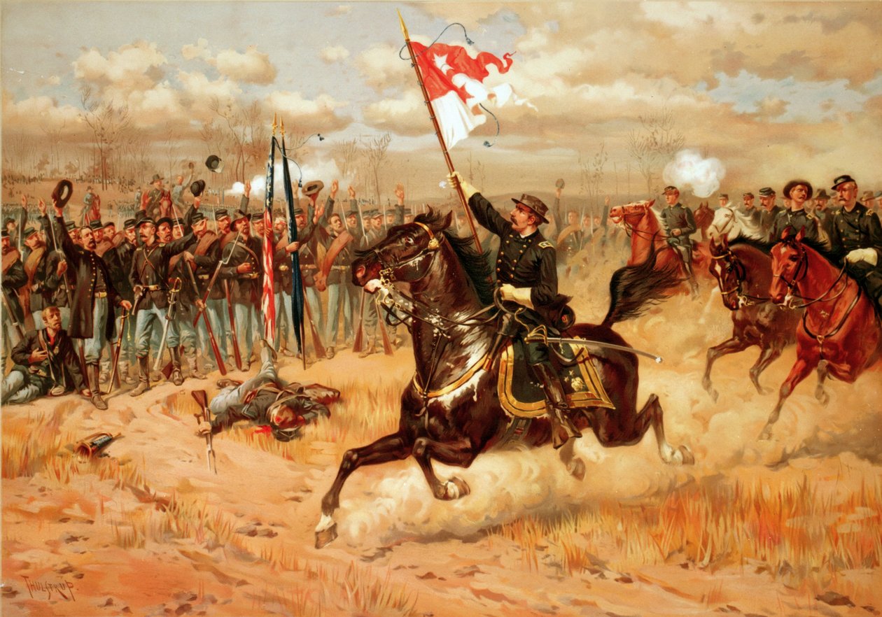 Amerikanska inbördeskriget 1861-1865: "Sheridans ritt". Slaget vid Opequon även kallat Tredje slaget vid Winchester av Unbekannter Künstler