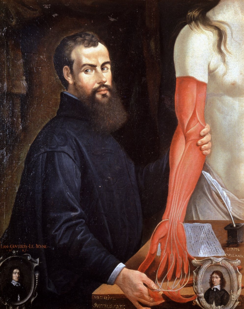 Andre Vesale (1514-1564) flamländsk läkare, den moderna anatomins fader, målning av Pierre Poncet av Unbekannter Künstler