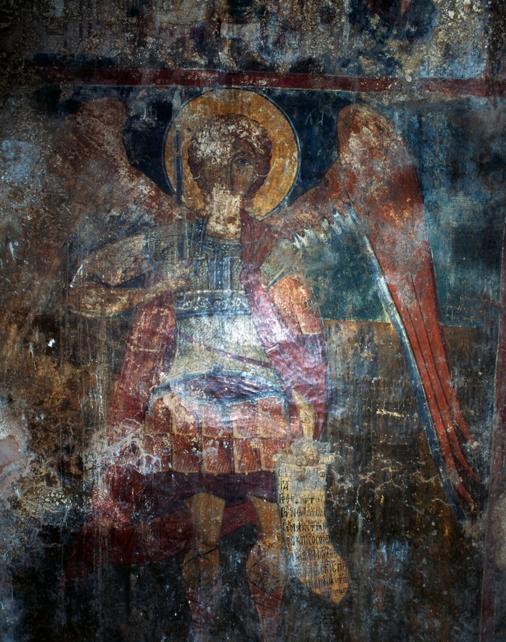 Ängel, fresk i den bysantinska kyrkan Agios Constantinos och Agia Eleni, Voukolies, Kreta, Grekland (foto) av J.B. and Brown J. Rowbotham