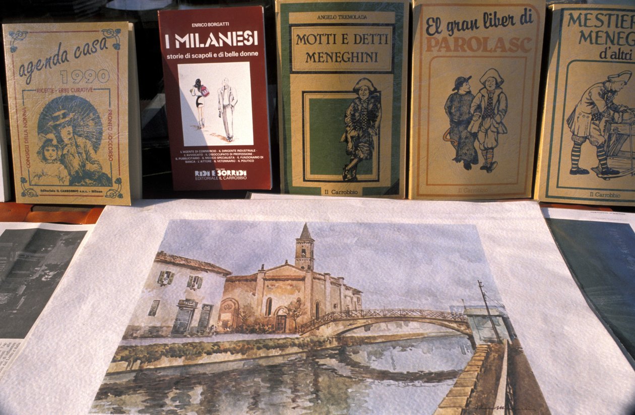 Antik handelsmarknad, Naviglio Grande, Milano, Lombardiet, Italien av Unbekannt