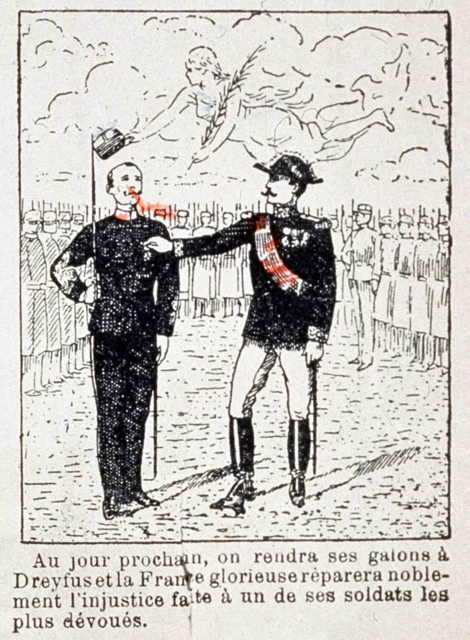 Armén ger ränder till kapten Dreyfus, ca 1906 (teckning) av Unbekannter Künstler