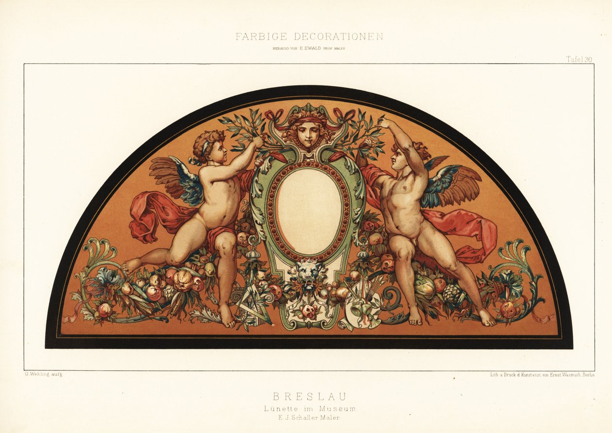 Art nouveau-skärm i Wroclaw Museum, Polen, 1890 (Chromolithograph) av Unbekannter Künstler