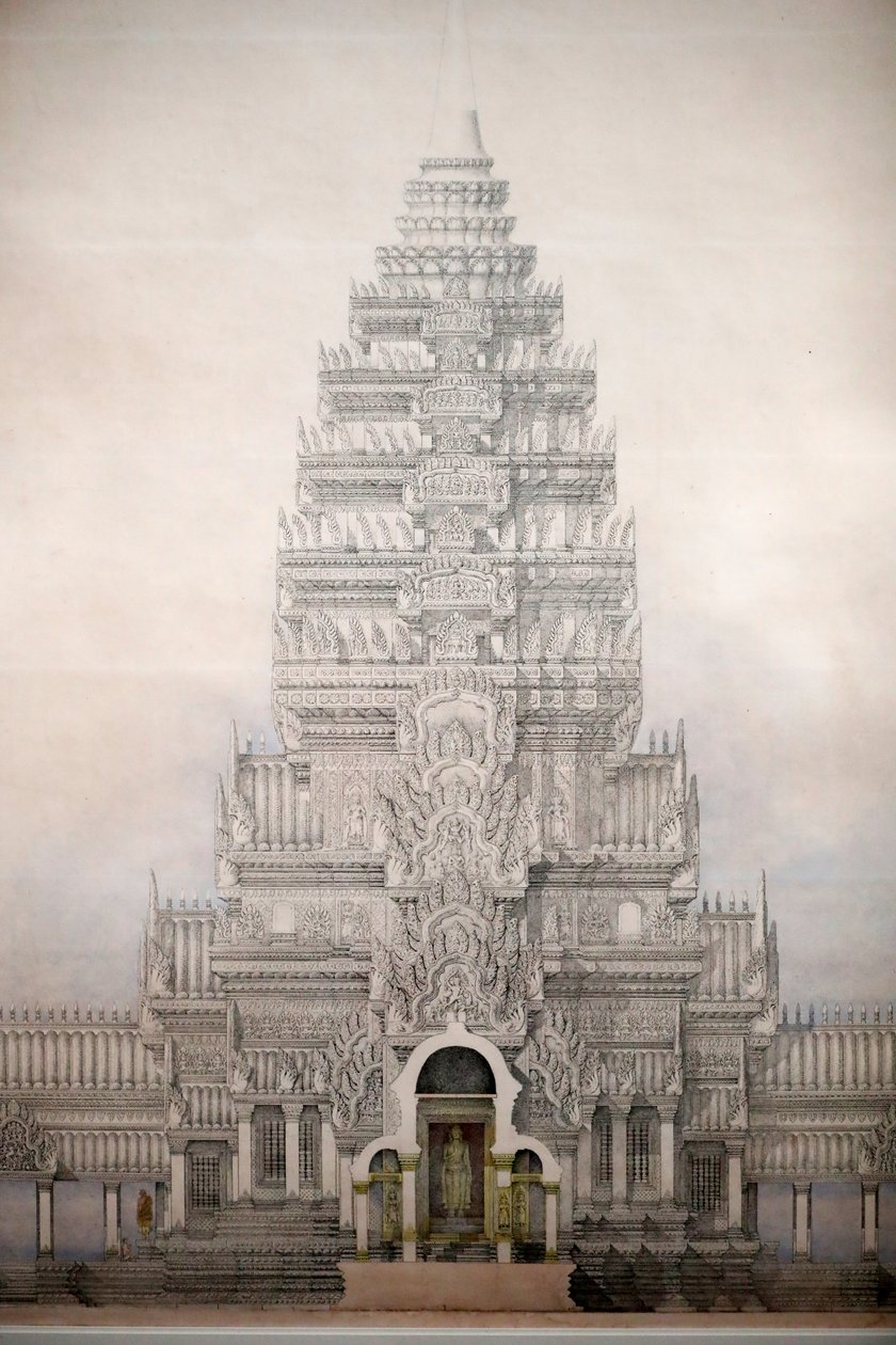 Asian Civilizations Museum, Angkor, Utforska Kambodjas heliga stad, Framifrån av de tre första inhägnaderna av ANgkor wat, Louis Delaporte, Kambodja av Unbekannt