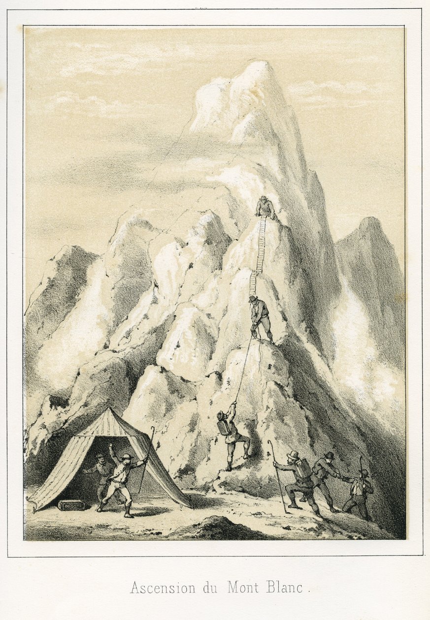 Lavin på Mont Blanc som resulterade i att tre guider dog. Gravyr "" Ciel Terre et Mer" av R. Delasalle, cirka 1860 av Unbekannt