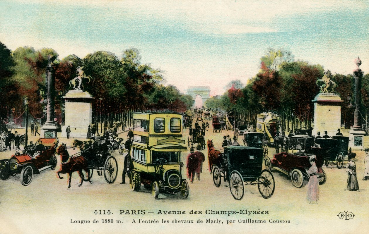 Avenue des Champs - Elysées, Paris, ca 1900 av Unbekannter Künstler