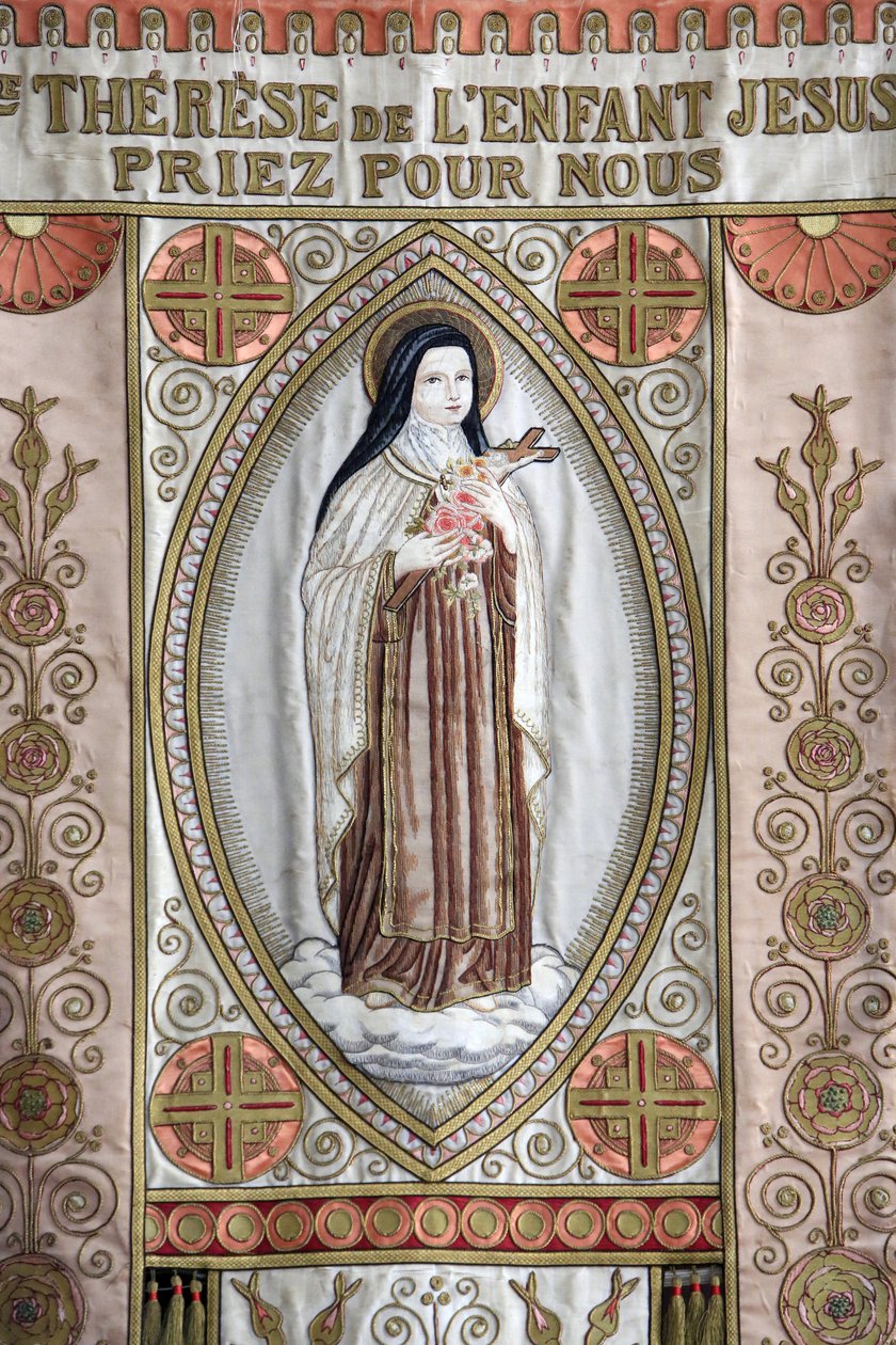 Banner: ""St. Therese av Jesusbarnet, be för oss."", Honfleur, Frankrike av Unbekannt
