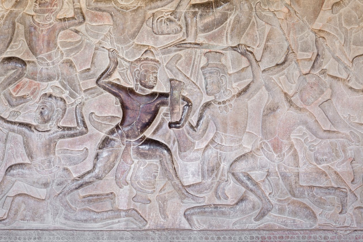 Basreliefer på det östra galleriet i Angkor wat, Kambodja av Unbekannter Künstler