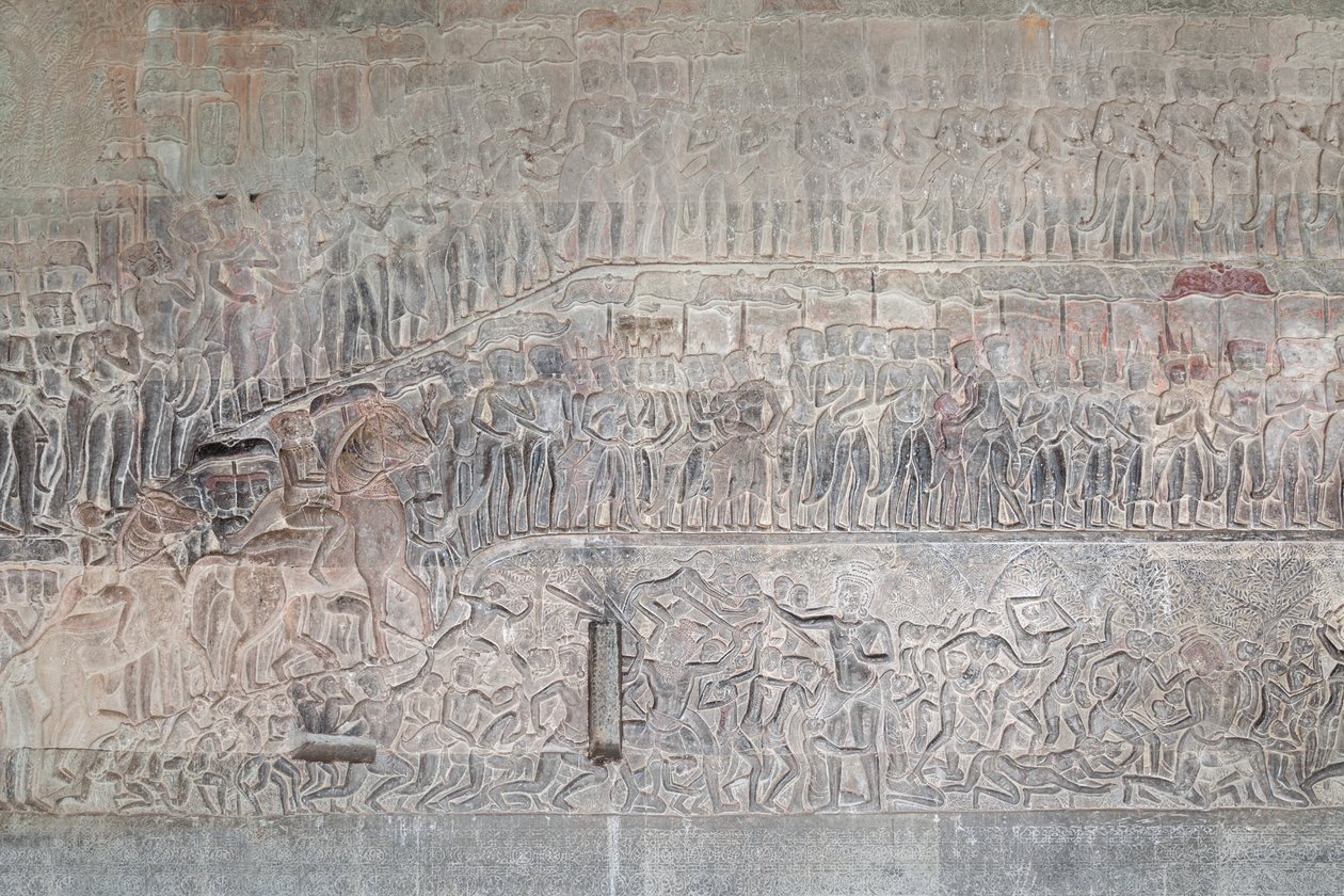 Basreliefer på södra galleriet i Angkor wat, Kambodja av Unbekannter Künstler