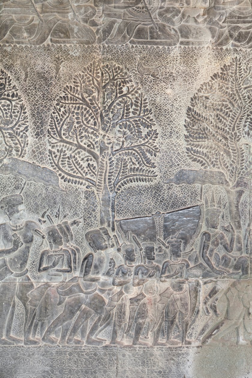 Basreliefer på södra galleriet i Angkor wat, Kambodja av Unbekannter Künstler