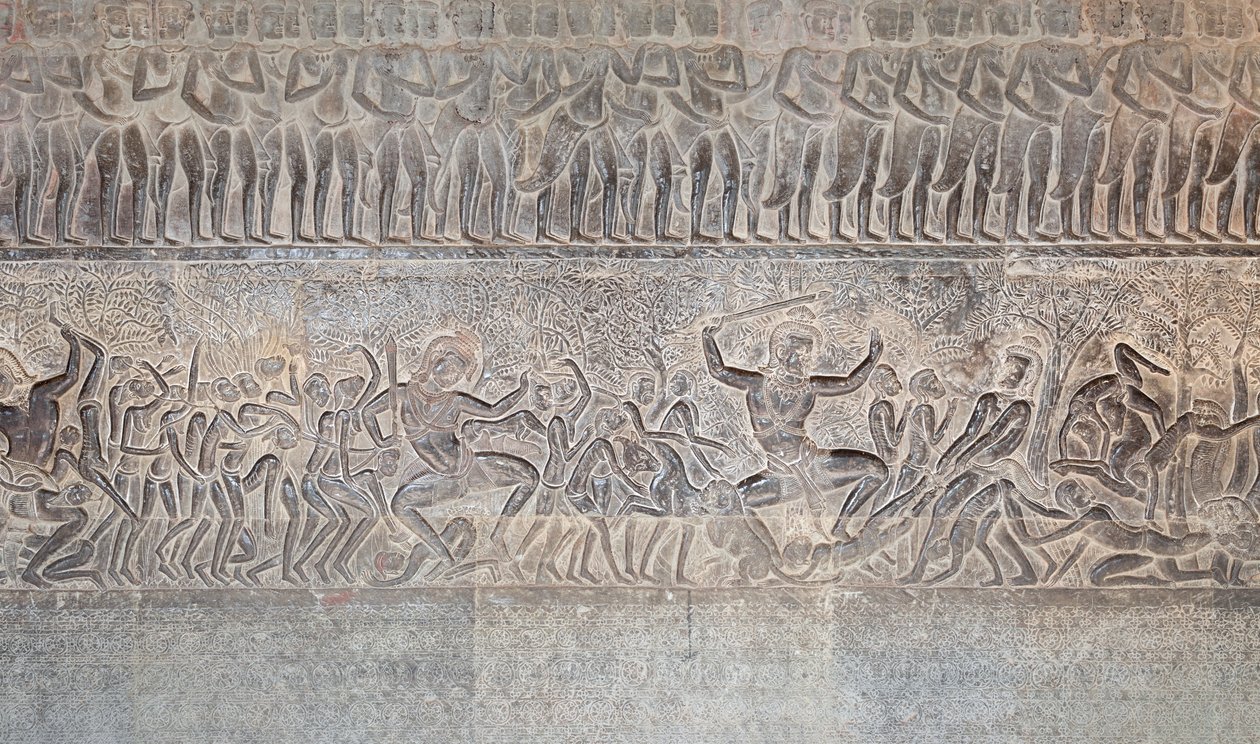 Basreliefer på södra galleriet i Angkor wat, Kambodja av Unbekannter Künstler