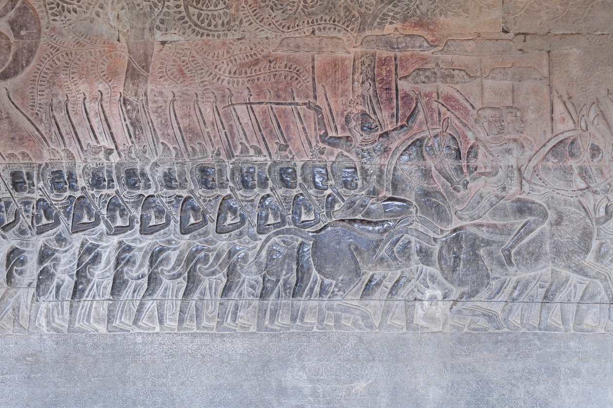 Basreliefer på södra galleriet i Angkor wat, Kambodja av Unbekannter Künstler