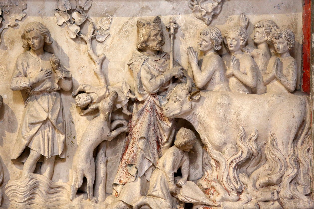 Basilica of St, Denis, Låg relief, Avbildning av en folkmassa som ber när kungen gick förbi, Saint-Denis, Frankrike av Unbekannt