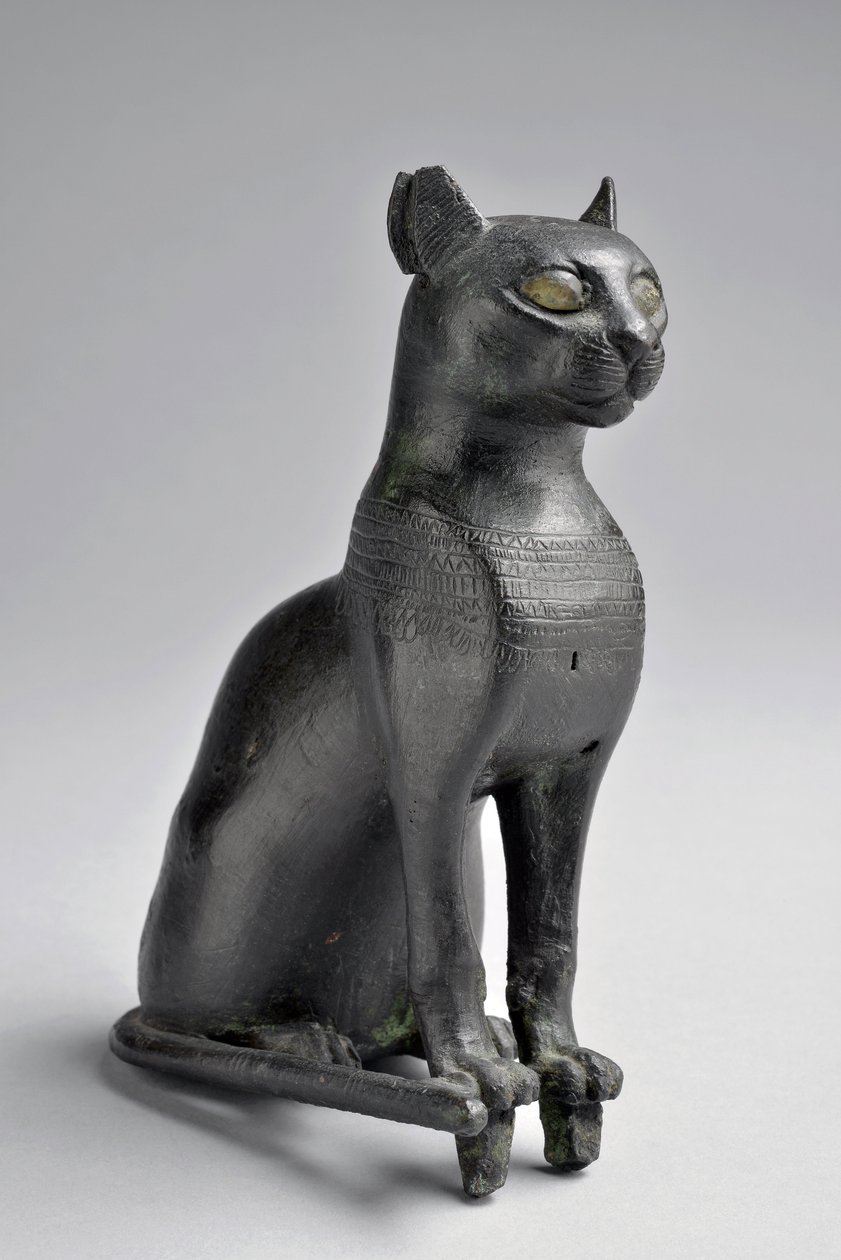 Bastet. Statyett bronsform (metall). Låg epok (750-332 f.Kr.) Egypten - Mått i cm 13 - Inventarienummer 735, Musee d