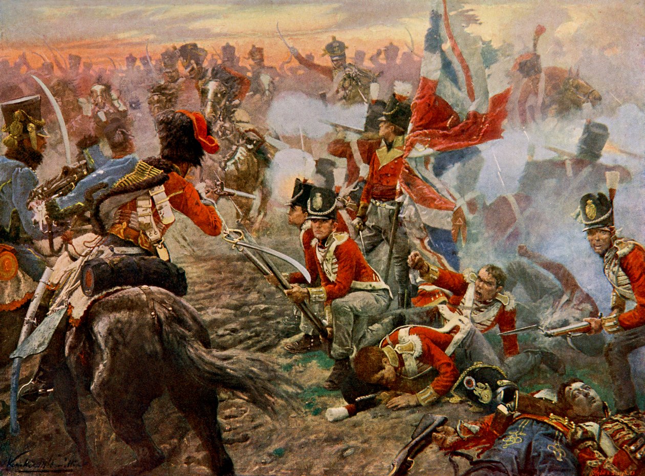 Slaget vid Quatre Bras 1815 (tryck) av Unbekannter Künstler