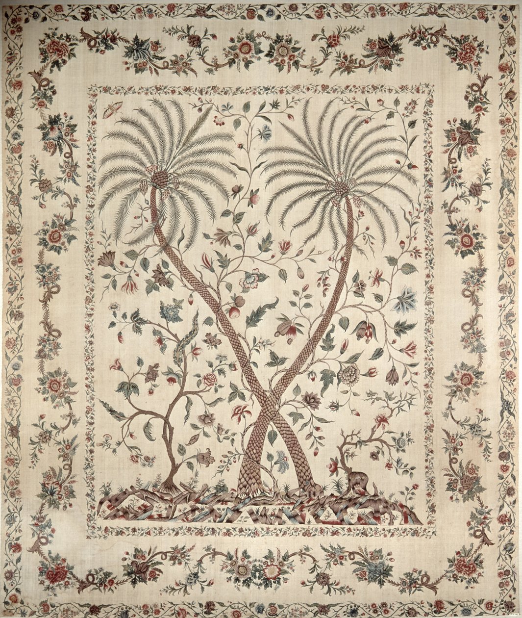 Överkast med palmträdsmotiv från södra Coromandel Coast, ca 1770 (bomull) av Unbekannt