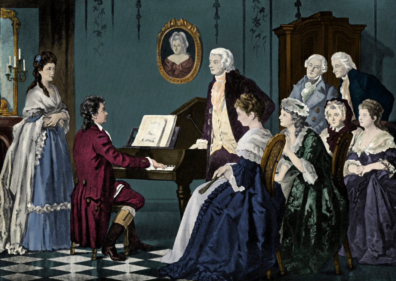 Beethoven spelar hos Wolfgang Amadeus Mozart av Unbekannter Künstler