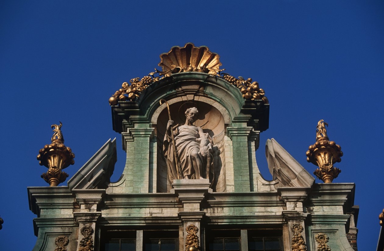 Belgien, Bryssel, Grand Place, arkitektonisk detalj av Benjamin Baud