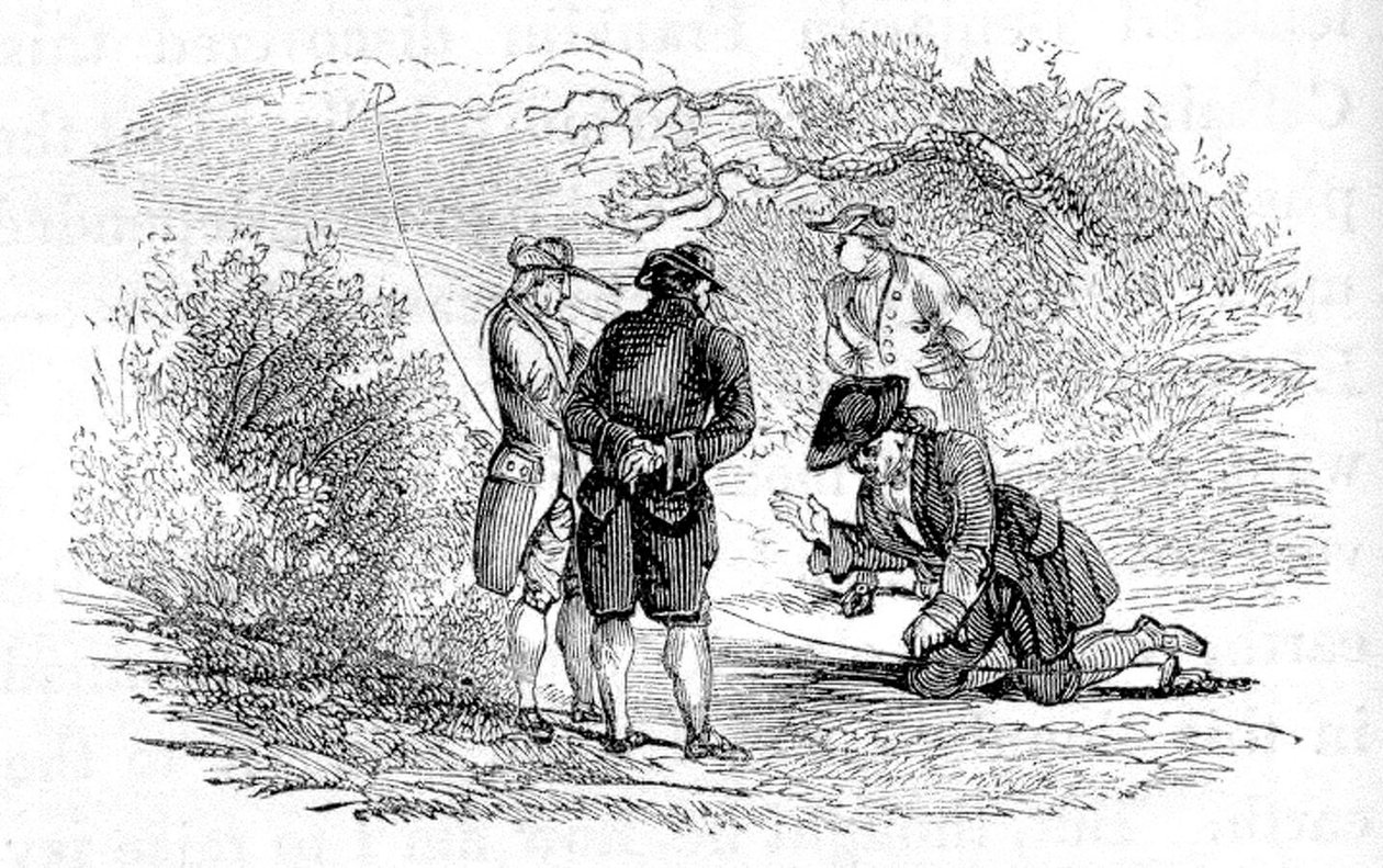 Benjamin Franklin under elektriska experiment av Unbekannter Künstler