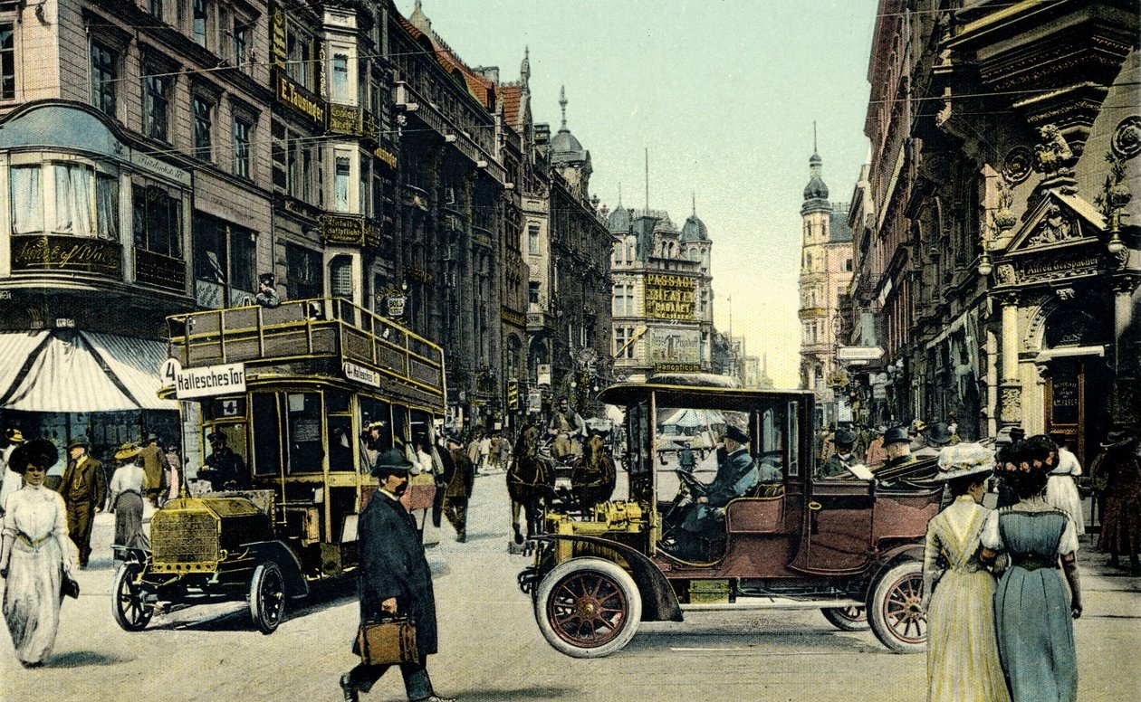Gatumiljö i Berlin, tidigt 1900-tal (vykort) av Unbekannter Künstler