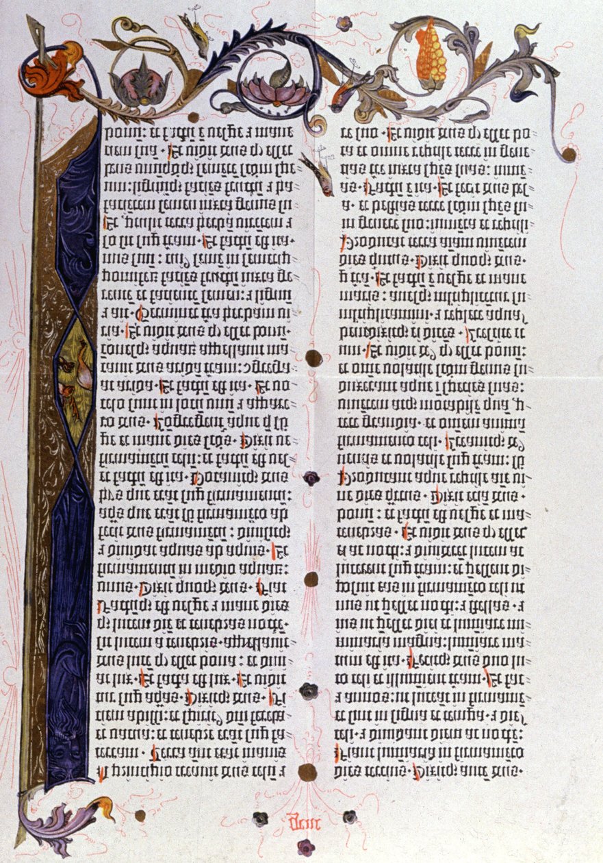Bibelsidan 36 rader från Gutenberg, Mainz av Unbekannter Künstler
