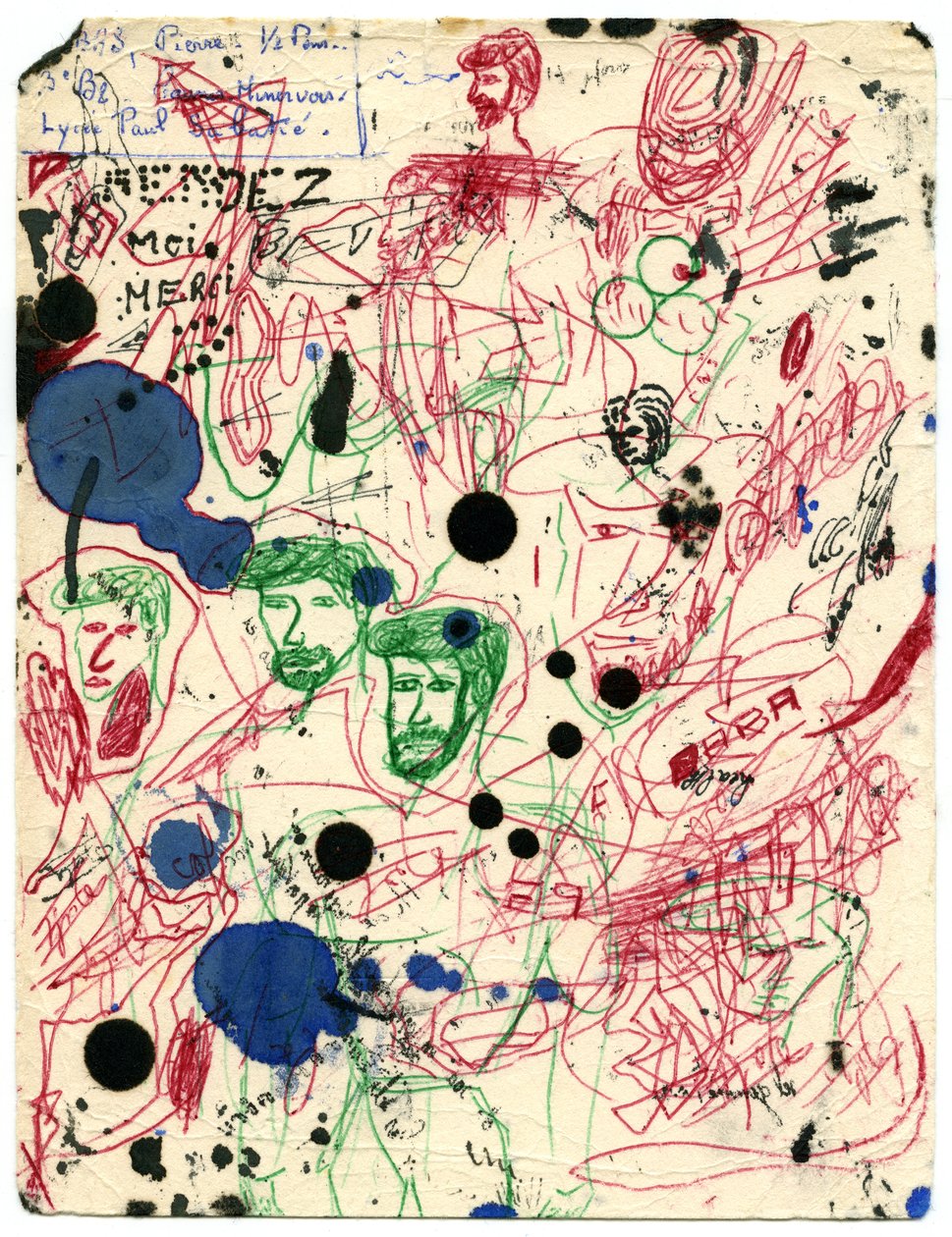 Blotter täckt med fläckar och doodles, runt 1960 (ritning) av Unbekannter Künstler