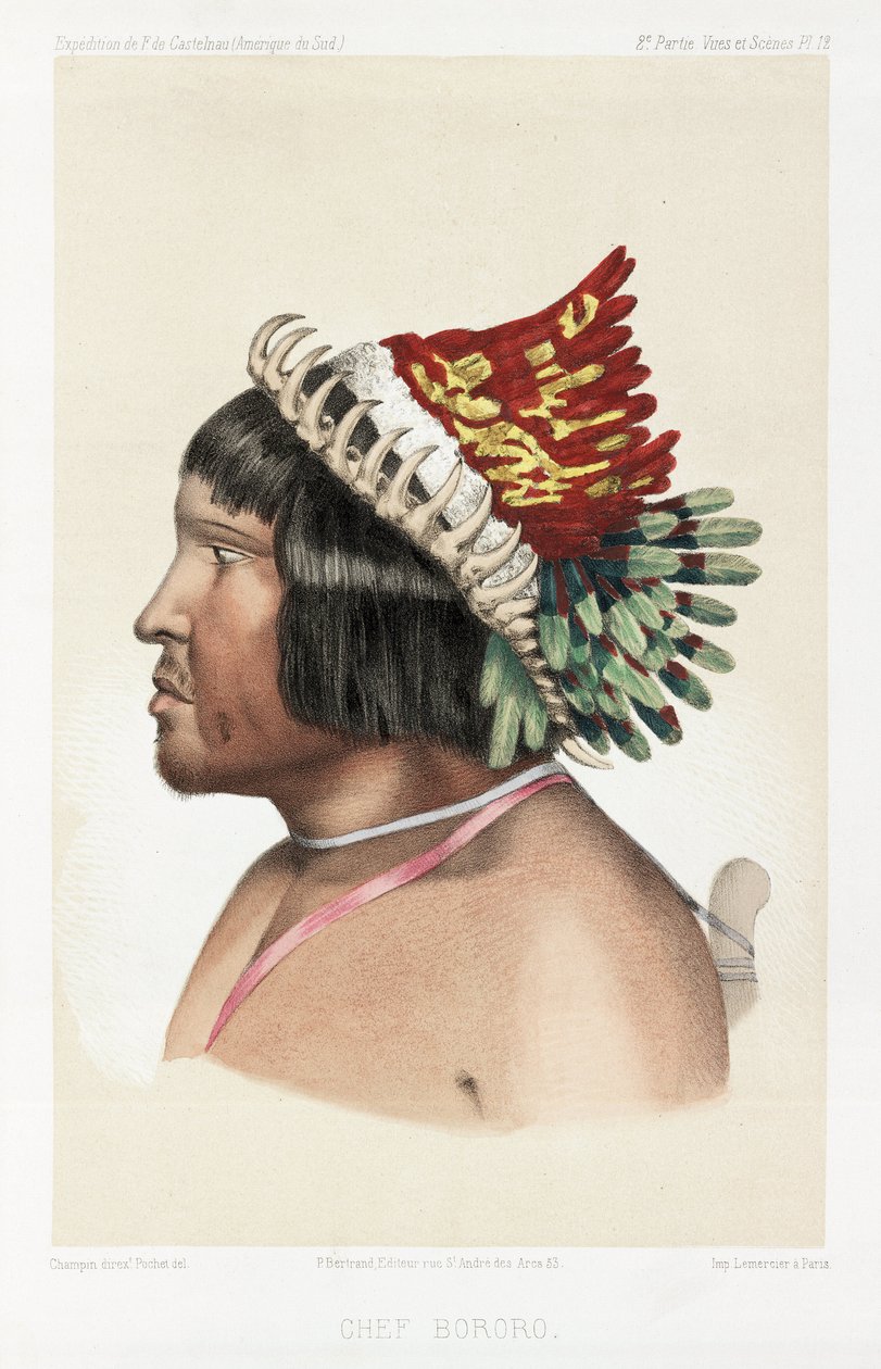Bororo-hövding, Sydamerika, c 1843-1847 av Unbekannt