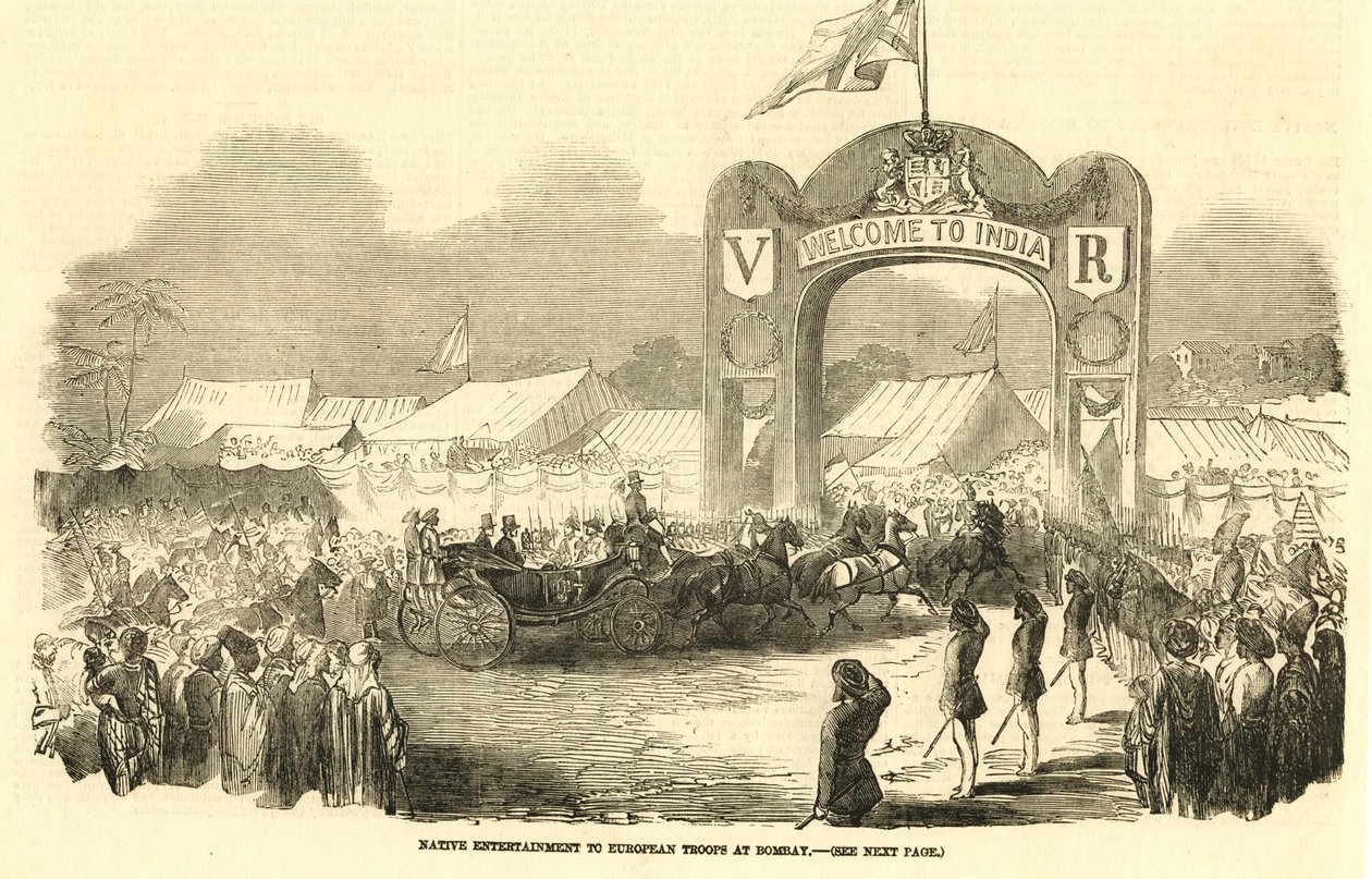 Brittisk ridhäst i Bombay, ca 1800-talet (illustration) av Unbekannter Künstler