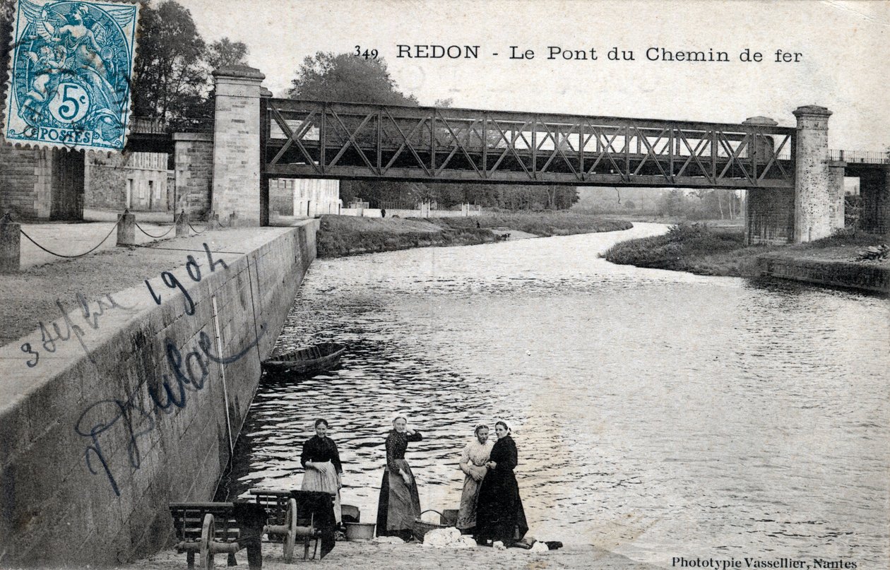 Brittany, Ille et Vilaine (35), Redon: järnvägsbron - Vykort daterat 1904 av Unbekannt