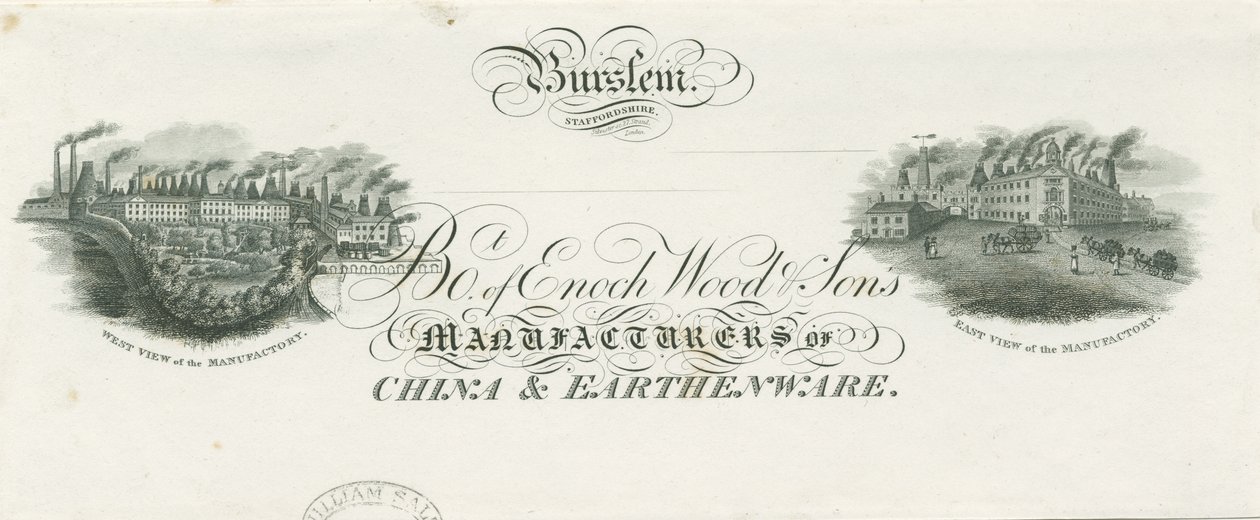 Burslem - Bill heading of Enoch Wood & Sons: gravyr, nd [?1800-talet] av Unbekannt