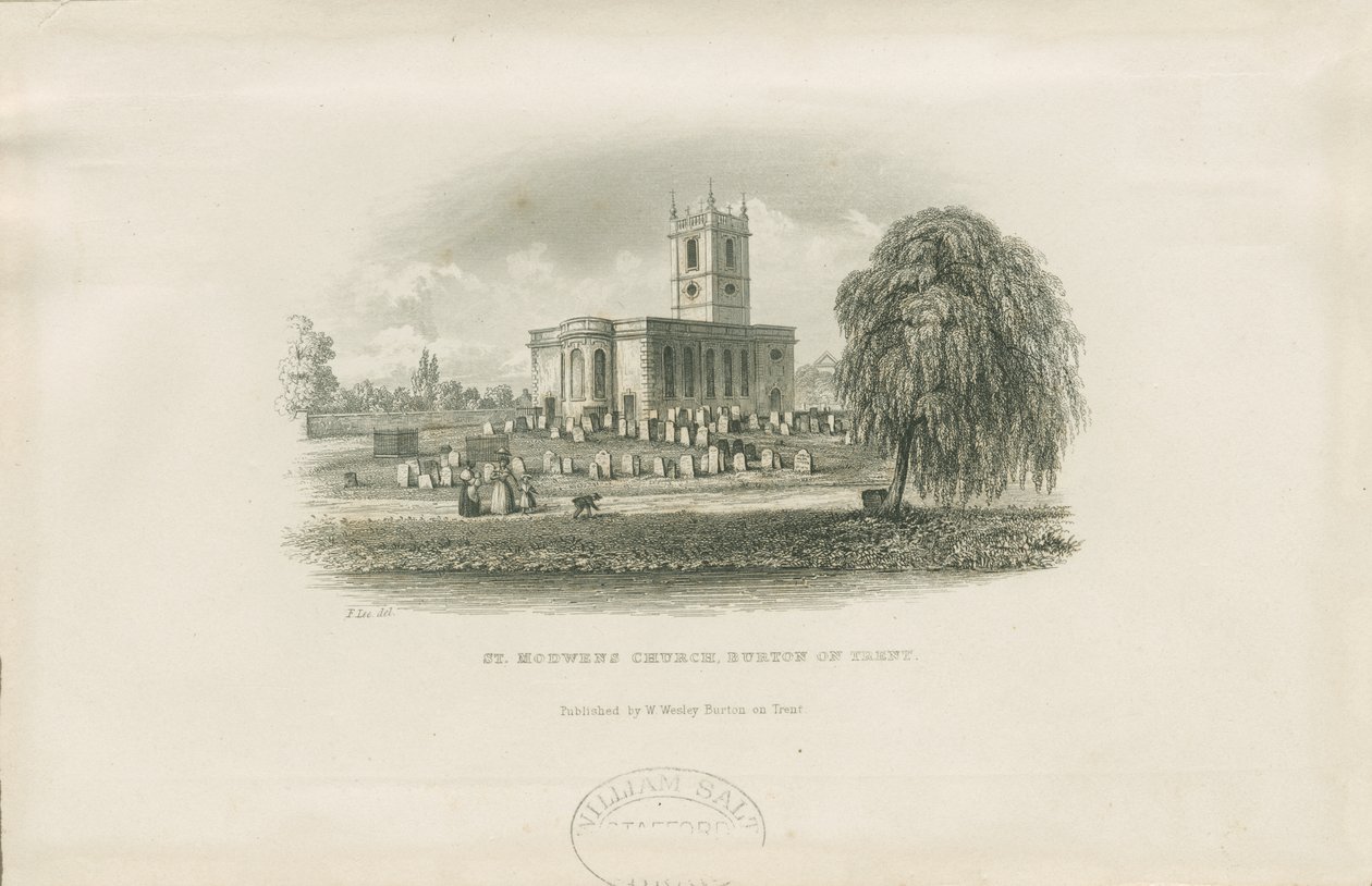 Burton-upon-Trent - St. Modwens Church: stålgravyr och [? 1800-talet] av Unbekannt